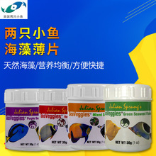 两只小鱼七彩神仙海水海藻薄片紫菜薄片开口鱼食鱼粮鲽鱼仙鱼开口