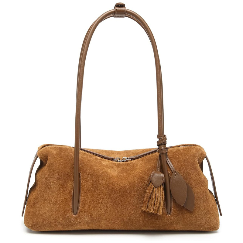 Authentic Suede Leather Shoulder Bag for Women, Soft Style Hobo Bag, Lightweight Multifunctional Handbag for Daily Commuting Use Authentic Suede Leather Shoulder Bag for Women, Soft Style Hobo Bag, Lightweight Multifunctional Handbag for Daily Commuting Use