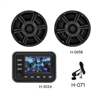 Yacht, golf cart, beach motorcycle, RV outdoor waterproof audio MP3 and MP5 set (Avtomobil ehtiyat hissələri) - h303a-main-unit-plus-2-065b-speakers-comes-with-a-usb-05m-extension-cable