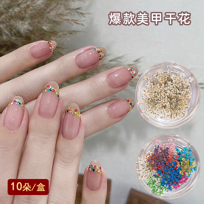 Nail Art Dried Flowers Japanese Style Fresh Baby's Breath Sunflower Mixed Real Flowers Small Crushed Flowers Nail Art Boxed Dried Flower Stickers