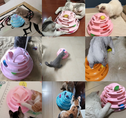 New multi-color cat spinner ball four-layer cat toy self-entertaining interactive toy with cat teaser stick and track ball