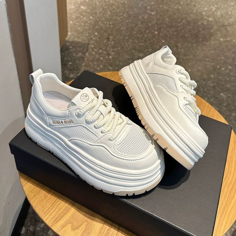 Origen Fabricante Small White Shoes Women 2025 Spring Nuevos productos Versión coreana de punta redonda moda plataforma plataforma zapatos casuales zapatillas de deporte
