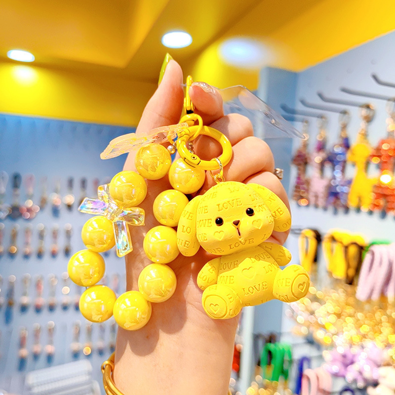 Muñeca con cuentas, llavero de coche, colgante, dibujos animados femeninos, dudo oso, ballena, pareja, llavero, bolso para teléfono móvil, colgante