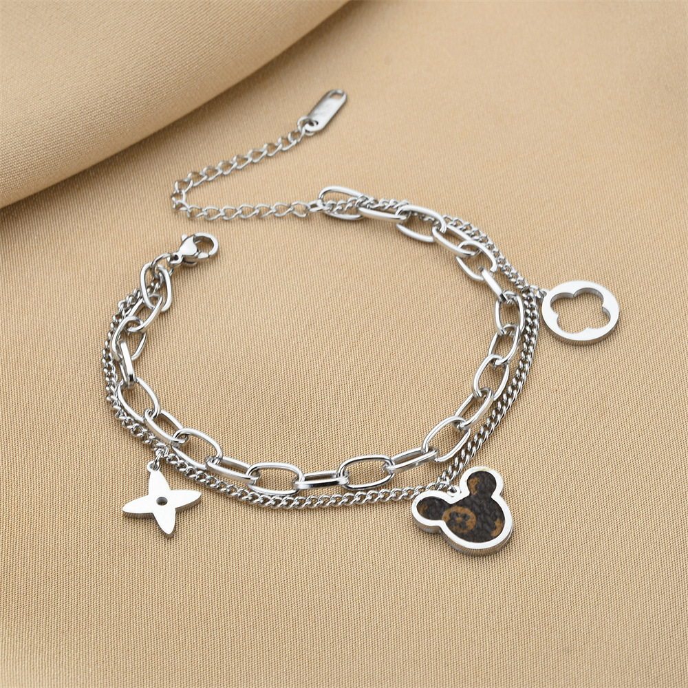 Ventas transfronterizas calientes nuevas pulseras de acero de titanio personalidad femenina de alto nivel diseño ligero de lujo moda temperamento versátil joyería de acero de titanio image 116