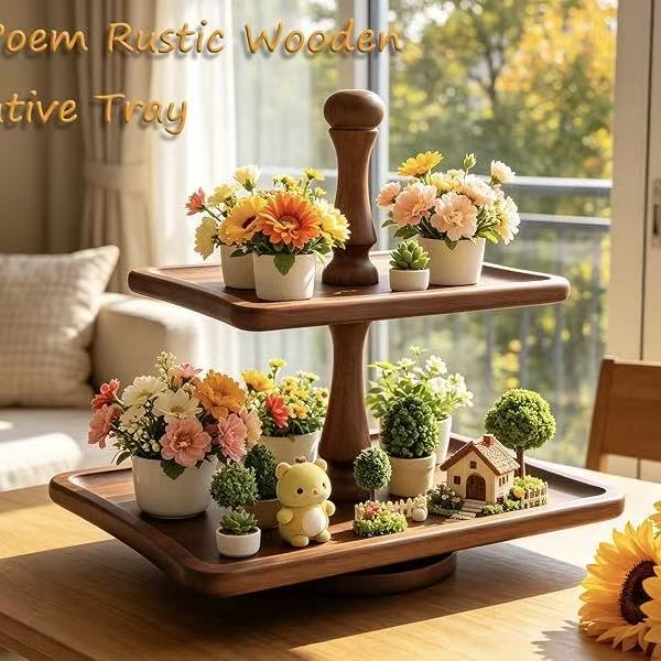 Wooden multi-layer cake and dessert stand, layered serving tray, home kitchen table decoration, cake display dessert stand Wooden multi-layer cake and dessert stand, layered serving tray, home kitchen table decoration, cake display dessert stand
