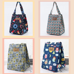 新款印花保溫飯盒袋手提便當包上班學生午餐保溫包野餐冰包