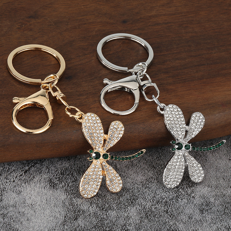 Cross-Border Hot Selling Korean Style High-End Fashion Crystal Cute Dragonfly Key Pendant Trendy Exquisite Cute Accessories Wholesale