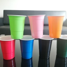 一次性双色杯塑料PP啤酒杯可乐杯16oz party cups红色可印LOGO