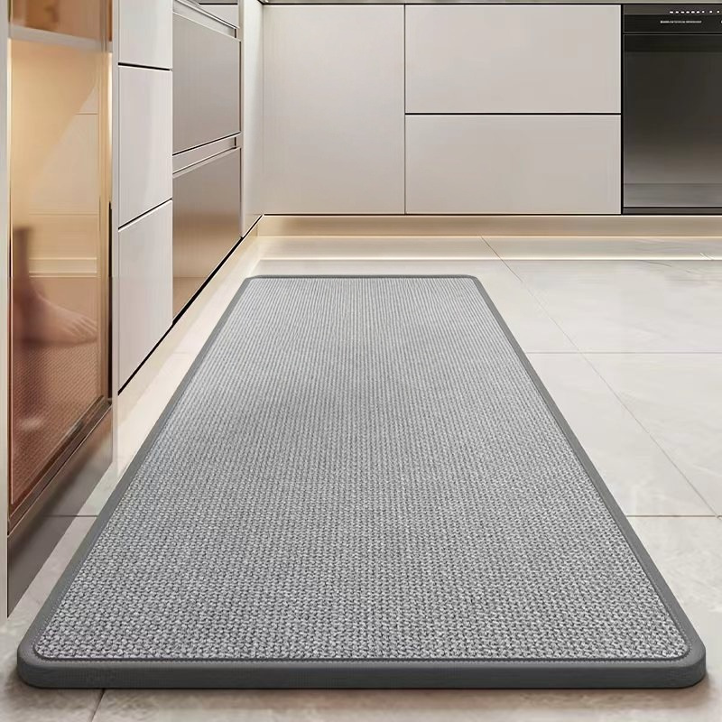 Modern Solid Color Kitchen Stain-Resistant Linen Non-Slip Long Strip Floor Mat Bathroom Absorbent Foot Mat Easy-Care Entryway Doormat