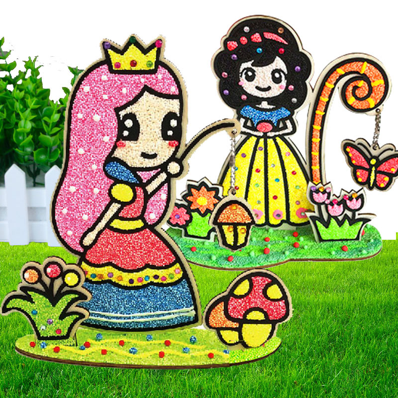 Large wood snowflake Pearl clay painting snowflake clay wood painting snowflake painting with wooden base