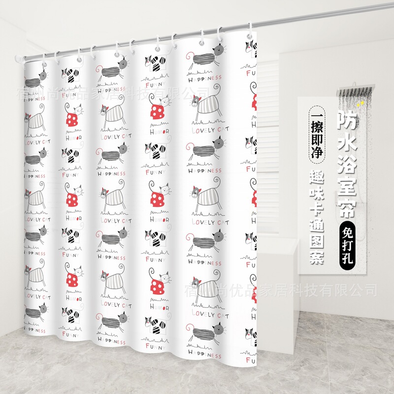 Foreign Trade Shower Curtain Peva Waterproof and Mildew-Proof Bathroom Thickeneded Shower Curtain Shower Room Curtain Multi-Size and Multi-Pattern
