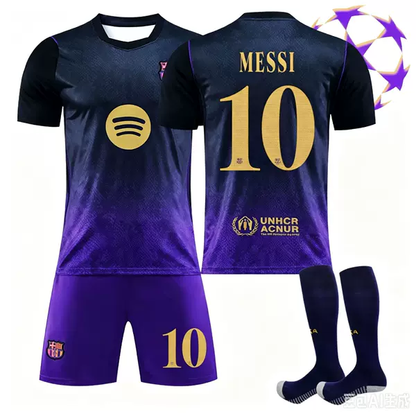 Champions League 2627 Barcelona away jersey, number 10 Yamal Messi short-sleeved football uniform set, in stock, village league team uniform