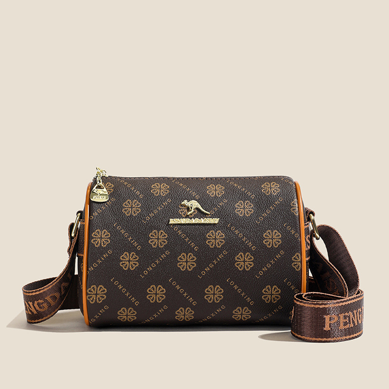 2024 moda nueva bolsa cilíndrica de letras de flores de mujeres bolsas de almohada de impresión letras populares bolsas de madres de mediana edad