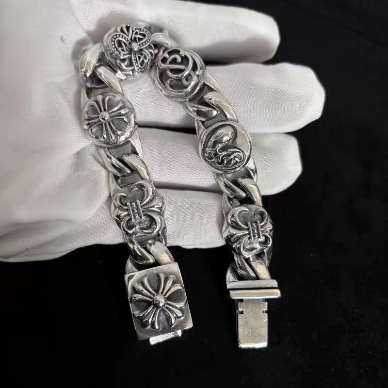 Crowdo Element Thick Bracelet Men's Personalized Punk Retro High-End Cuban Anchor Hip-Hop Old Wide Version Bracelet