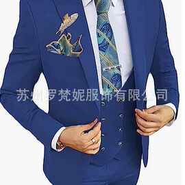 2023年欧美外贸亚马逊男士西装三件套主持人宴会西服男士套装西装