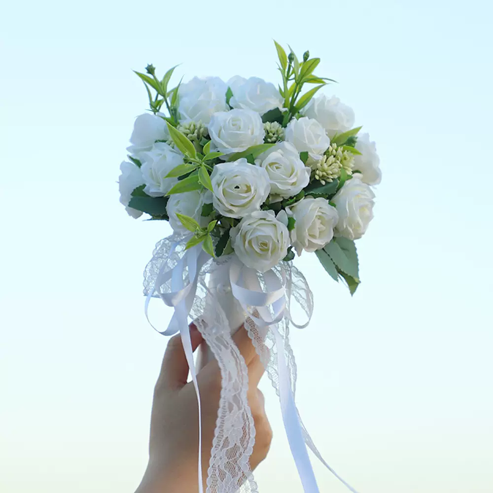 小清新婚礼手捧花新娘高级感结婚玫瑰花束领证登记唯美手捧花现货