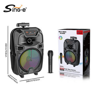 SING-E ZQS8188 8-inch wireless Bluetooth speaker with microphone for stage event hosting and colored lights