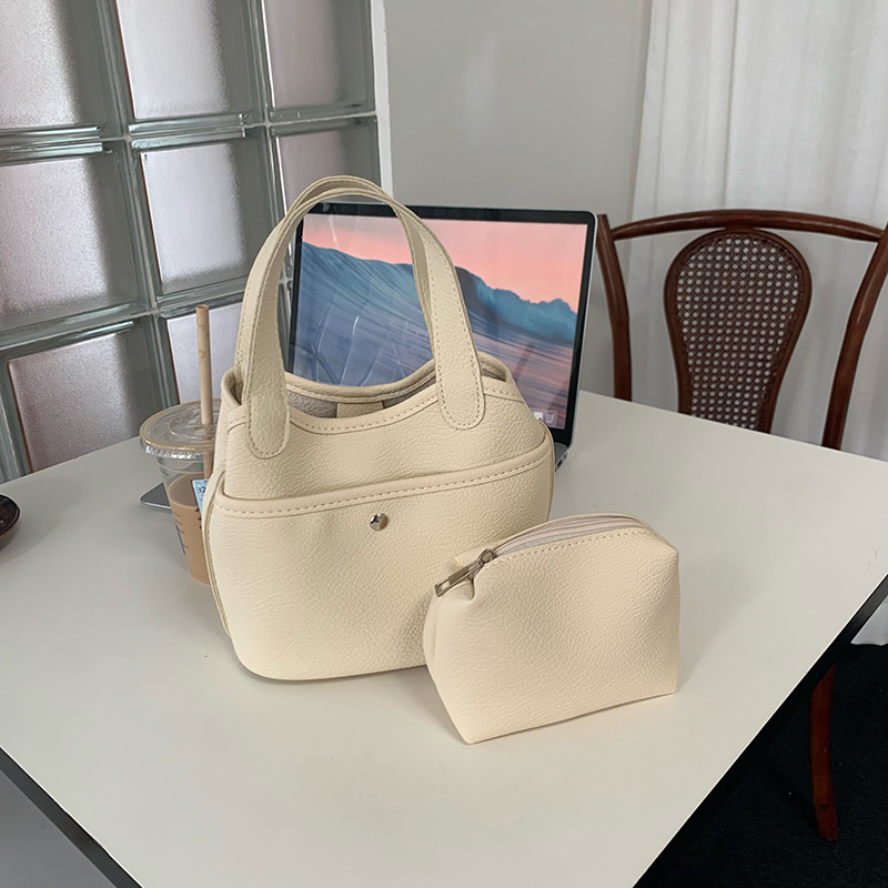 Geantă de mână coreeană Instagram New Basket Bag simplă și la modă din piele moale texturată crossbody găleată bag pentru femei_voghion.com