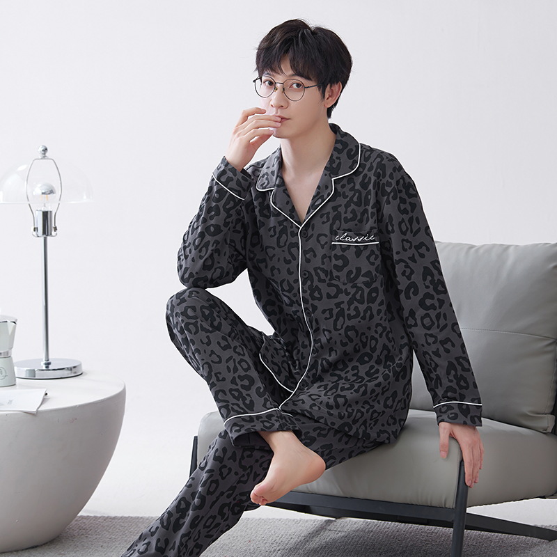 Pijamas de hombre primavera y otoño de algodón puro 2023 nuevos hombres de manga larga resistente ropa para el hogar Otoño e Invierno