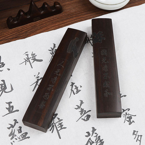 Factory-wholesale black catalpa wood paperweight, writing ruler, calligraphy tool—perfect for Xuan paper and the Four Treasures of the Study.