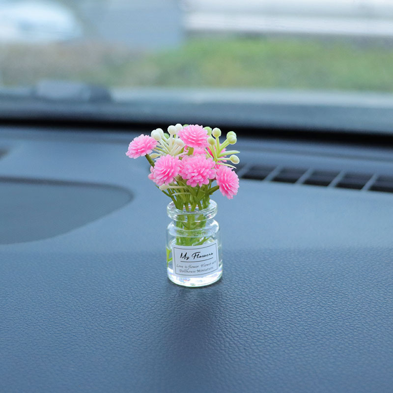 Red de Internet jarrón fresco flor casa de muñecas mini interior de coche consola central decoración de coche decoración de coche espejo cruzado simple
