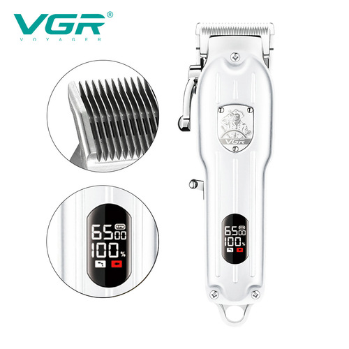 VGR092 Metal Cross-border Oil Head Haircutting Salon Swing Arm Micro Styling Hair Cutter with LCD Digital Engraving Electric Razor