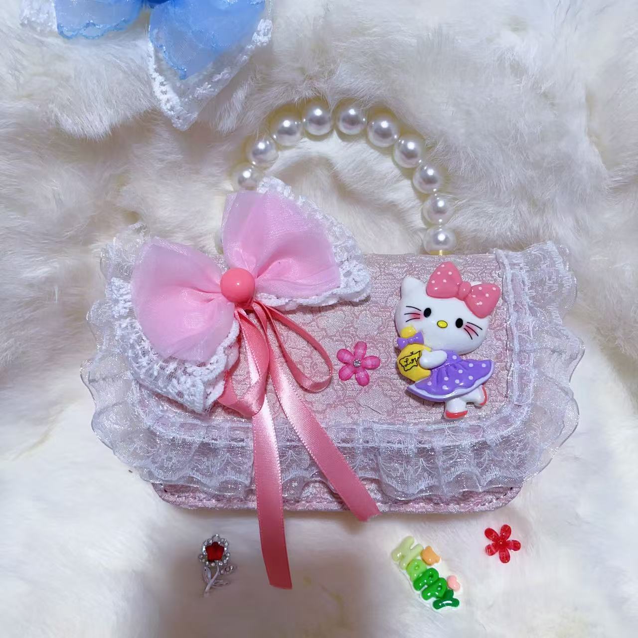 Bagos de hombro para niños primavera y verano frescos bolsos de perlas para niñas Aisha pequeña princesa bolsos de mochila de estilo extranjero