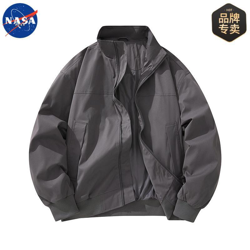 NASA品牌高质量简约工装夹克男士休闲宽松棒球服春秋季立领外套潮|undefined