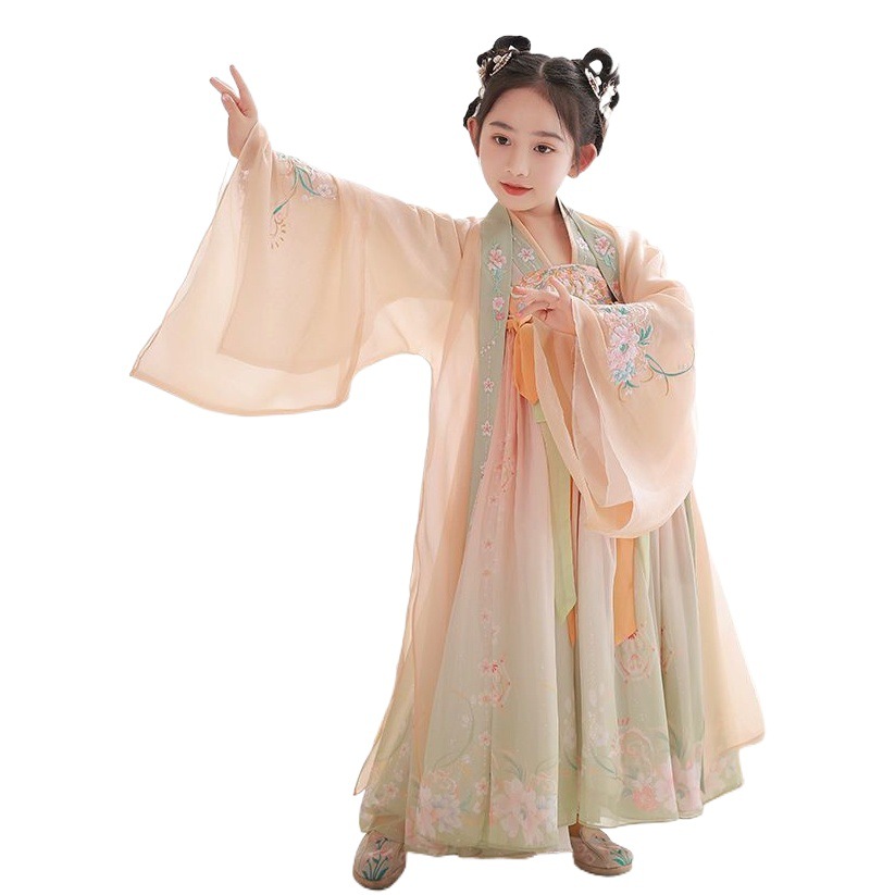 Children's Hanfu 2026 New Style Girls' Long-Sleeve Traditional Chinese Dress Ancient Costume Dress Little Girl's Tang Suit Performance Outfit