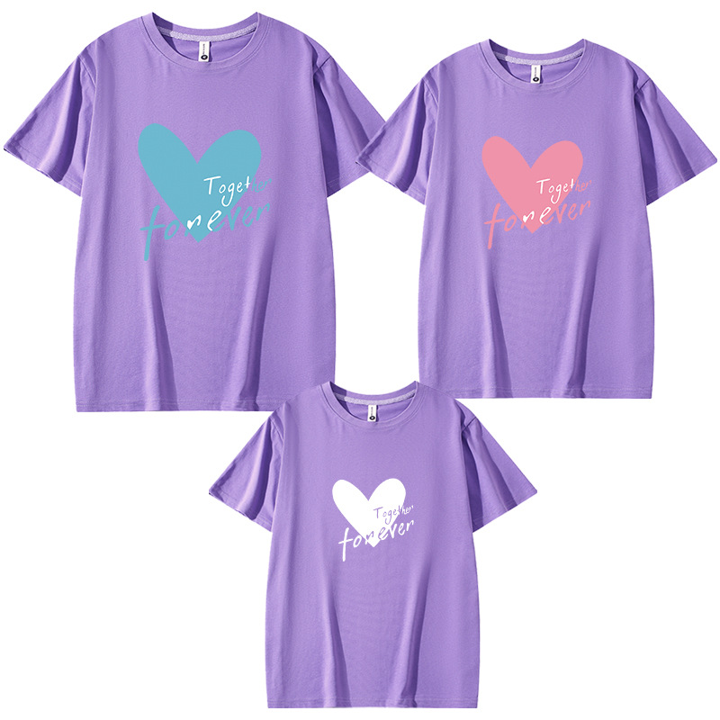 Ropa de padre e hijo retrato familiar manga corta 2024 Nuevo estilo una camiseta de tres bocas logotipo impreso jardín de infantes Ropa de jardín ropa de grupo