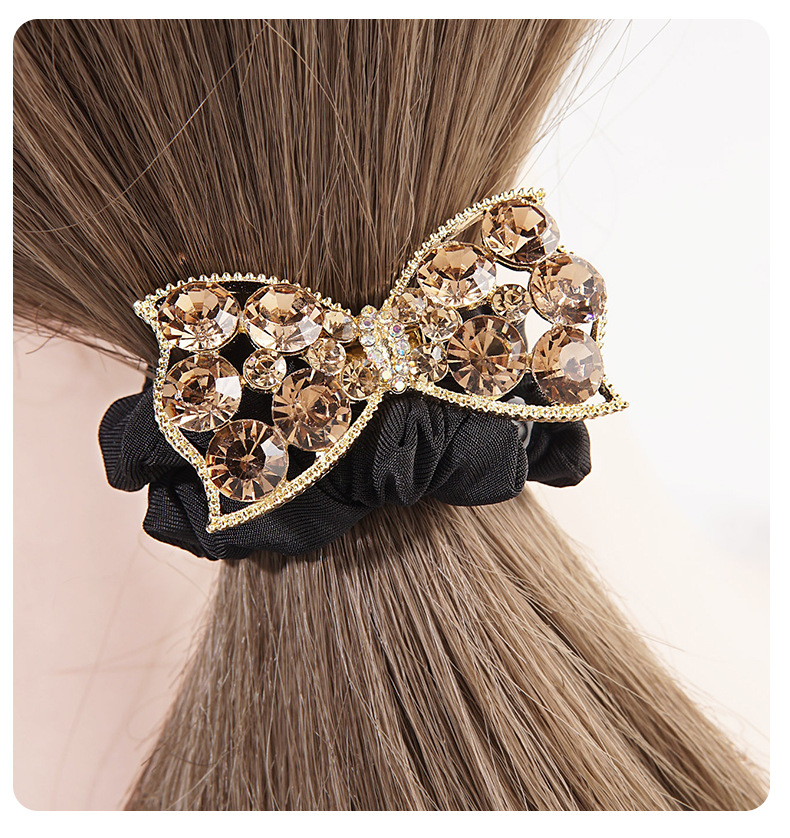 Fashion Retro Rhinestone Bow Hair Ring Head Rope Hair Accessories display picture 2