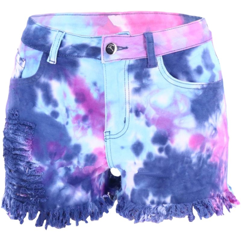 Pantalones Cortos de Mezclilla para Mujer, Estilo Tie-Dye con Flecos y Dobladillo Desgarrado, Primavera/Verano 2026, Suministro Directo del Fabricante a Europa y América, Venta al Por Mayor en Amazon