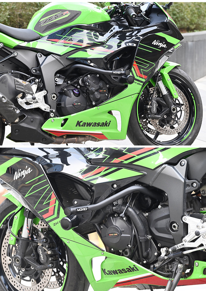 Suitable for Kawasaki Ninja Zx6R Bumper with Built-In Spring Cushioning, Competitive Anti-Fall Bar, Seamless Tube Front Protection Bar