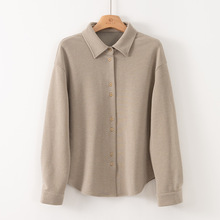 老钱风！翻领羊毛混纺针织衬衫女秋季款叠穿保暖加厚长袖polo衬衣