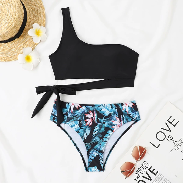 Black blue leaf pants