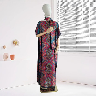 Cross-Border Muslim Robe Women's Long Skirt with Headscarf Loose Robe Clothing African Plus Size Dress