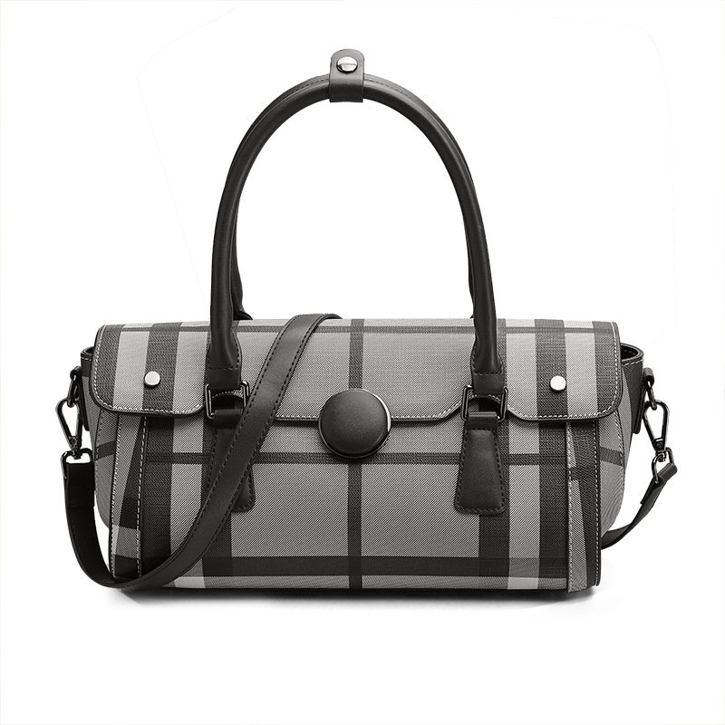 Nischendesign neue Damentasche Mode Plaid Print Handtasche Kontrastfarbe Boston Tasche Schulter Umhängetasche Großhandel_voghion.com