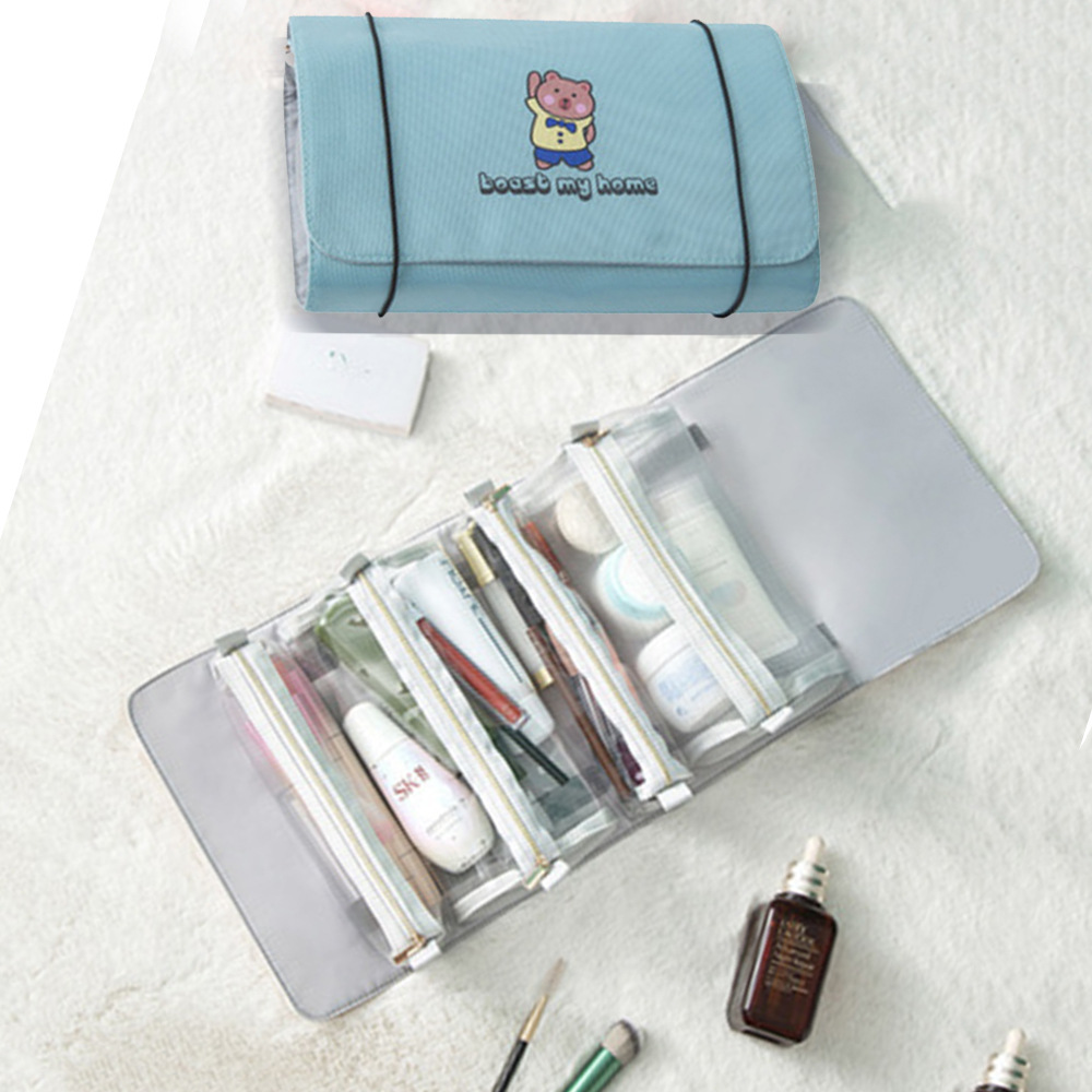 四合一多功能化妆包可拆分洗漱包便携旅行收纳代折叠网纱收纳袋2