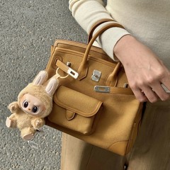 プラチナバッグ ニッチデザイン ハイエンドファッション キャンバス スウィフト牛革 ハンドバッグ 25cm ショルダー クロスボディバッグ