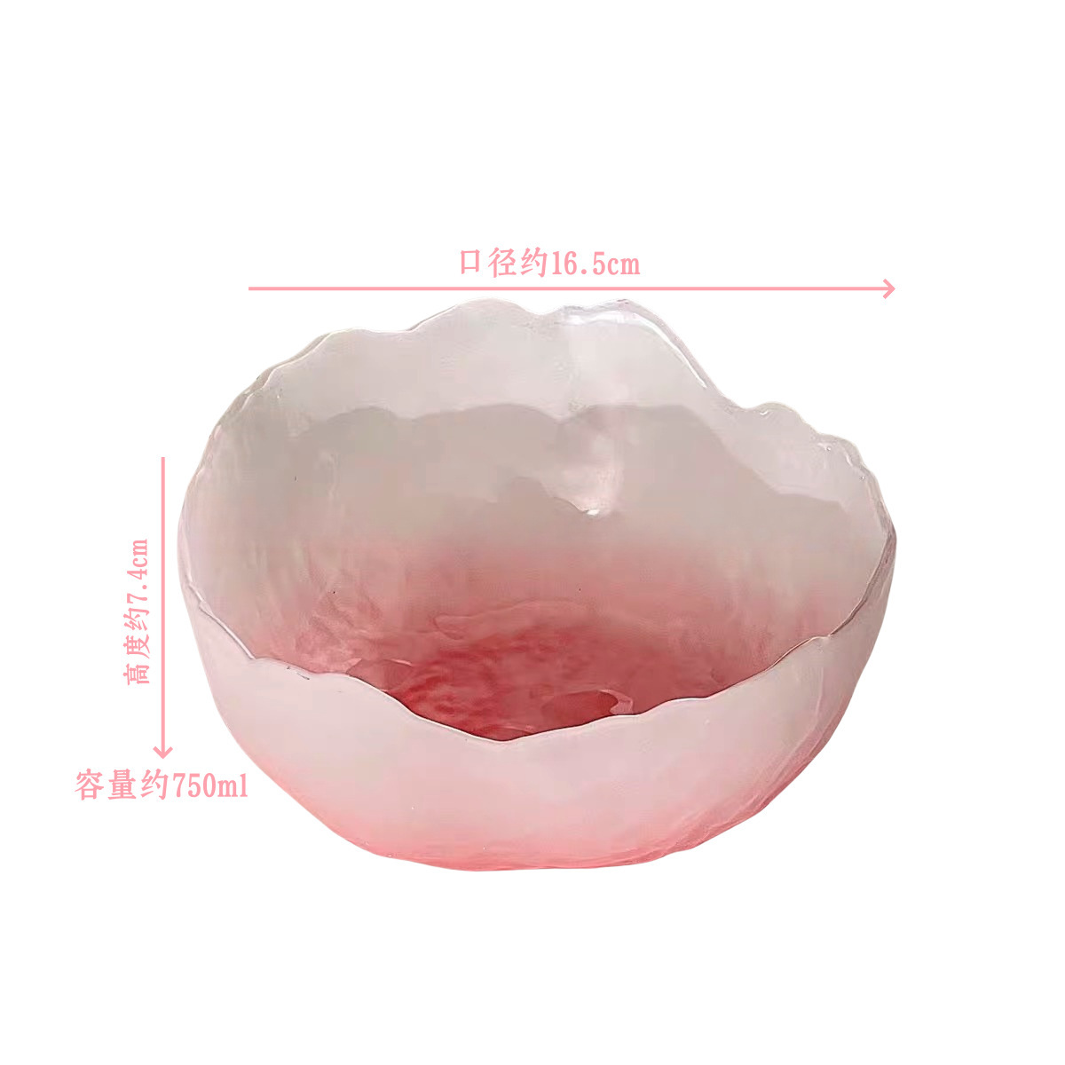 Gradiente de alto nivel de polvo glaciar estampado tazón de frutas de vidrio casero de alto valor de ensalada plato de frutas secas plato de bocadillos