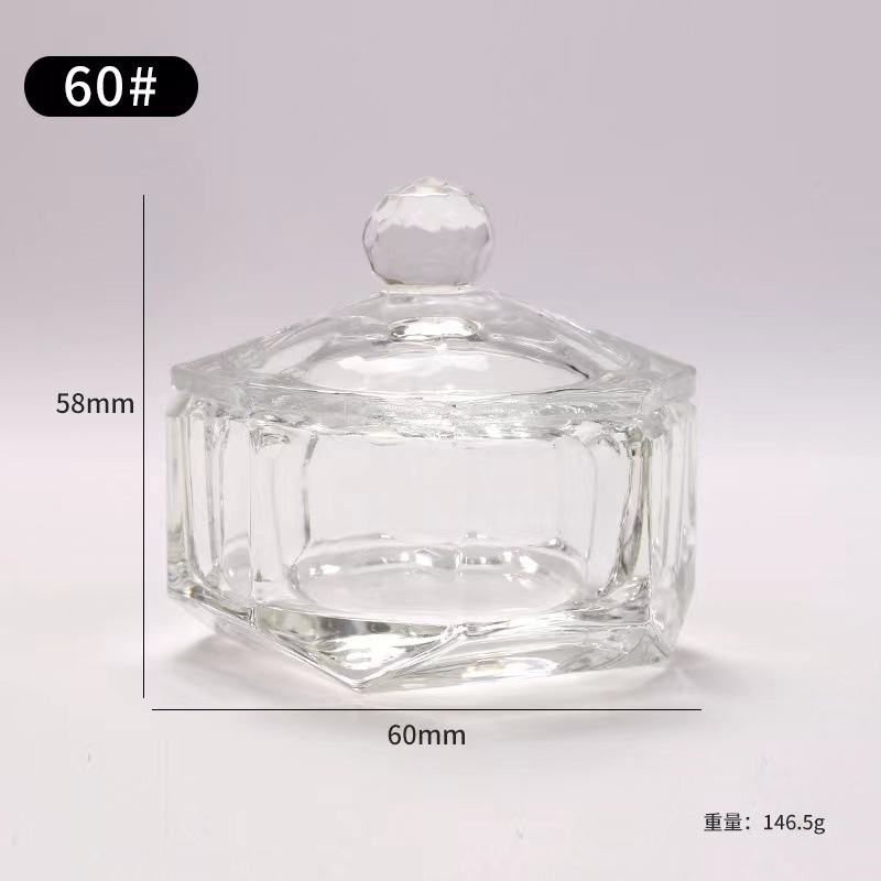 Nueva Cruz-frontera directa de uñas recta vidrio octogonal con tapa Copa de cristal desembalaje herramienta de lavado de uñas Copa