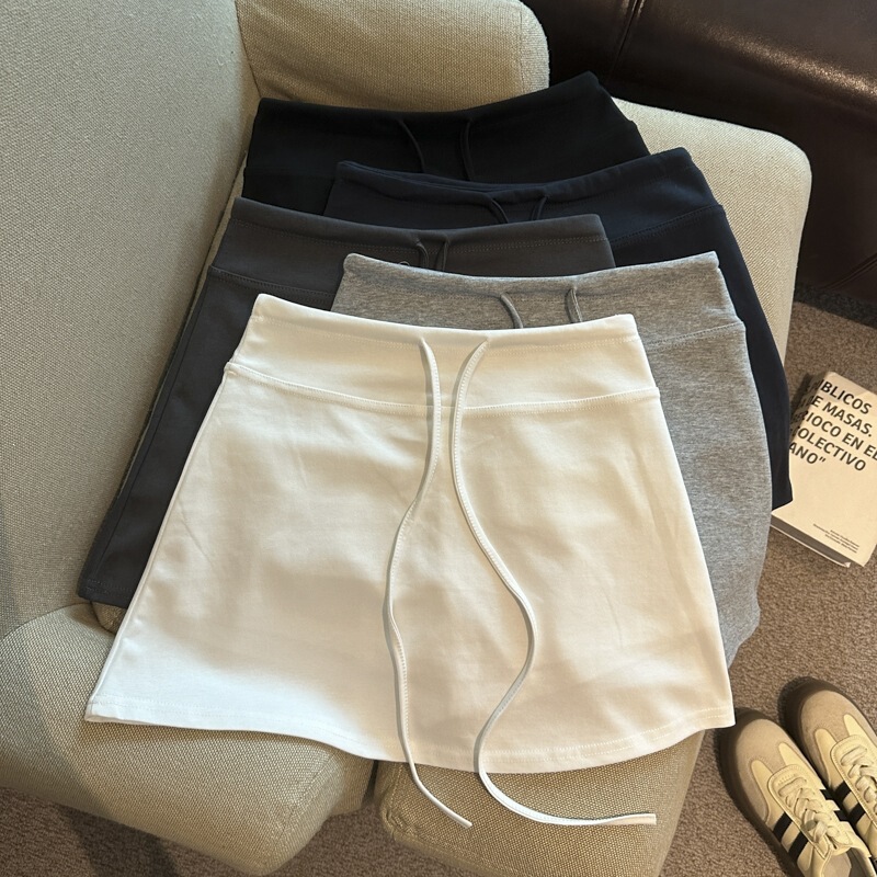 Korean Style Drawstring High-Waisted Casual Sports Short Skirt for Women, 2026 Summer Model, Versatile Anti-Exposure A-Line Bodycon Skirt