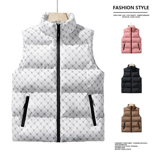 New B- word cotton-padded vest men's bread cotton-padded sleeveless vest thick warm vest zipper pocket stand