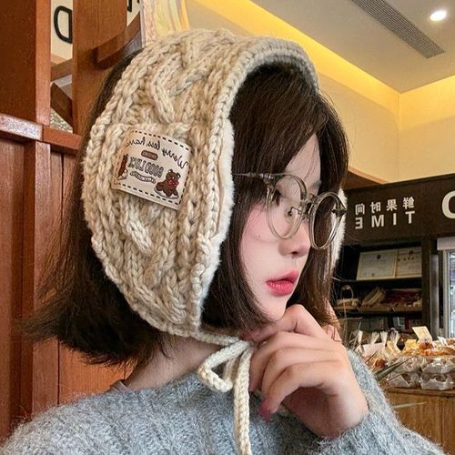 Autumn and Winter Korean Student Fashion Retro New Ear Muffs for Warmth, Knitted Ear Warmers to Make Face Look Smaller, Cold Protection Ear Cover
