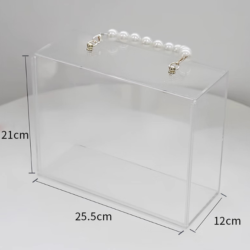 25.5*12*21cm 투명 바닥 진주 손잡이 (단품 박스)