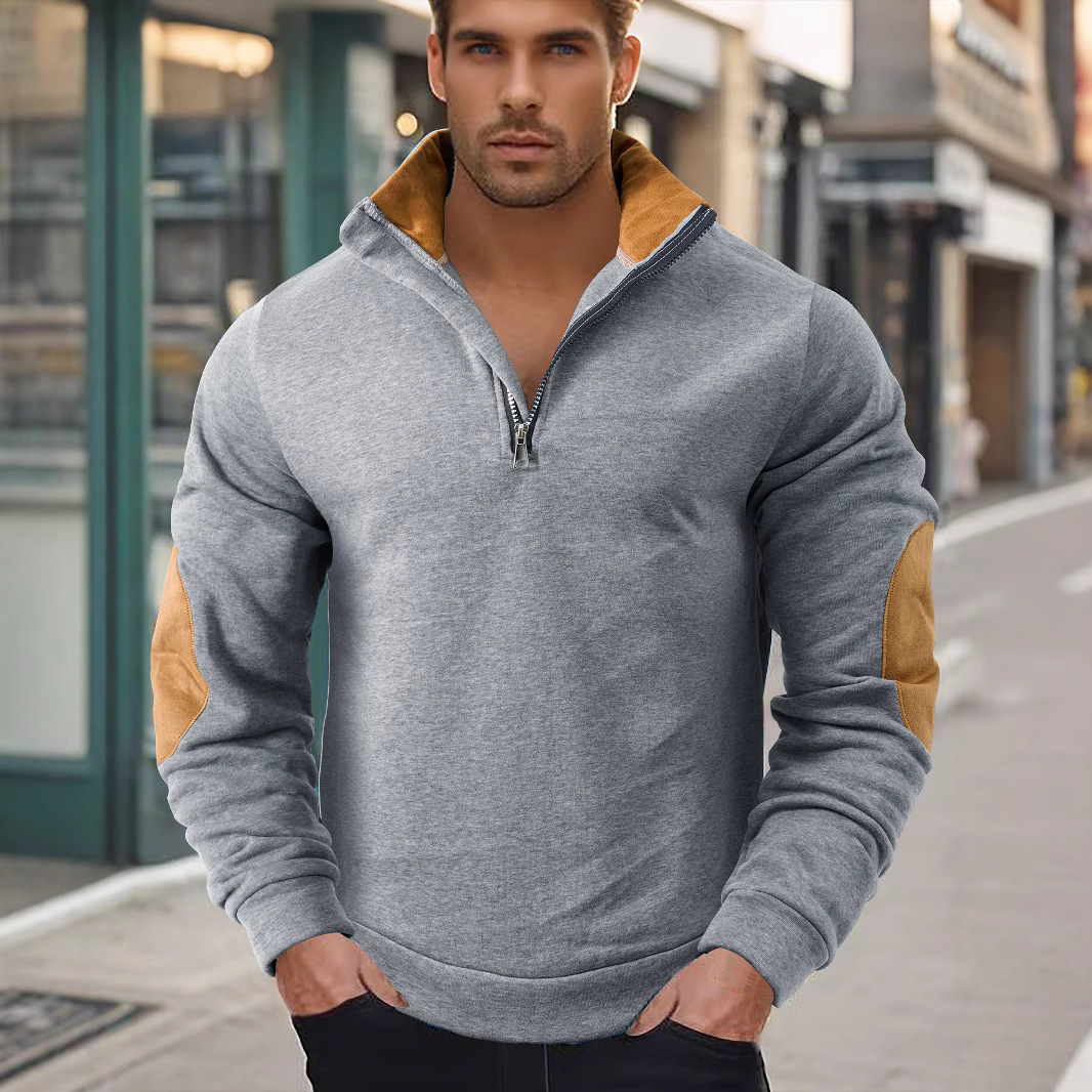 Nuevo transfronterizo primavera y otoño estilo europeo y americano hombre bordado casualidad al aire libre collar de manga larga gruesa suéter hombre
