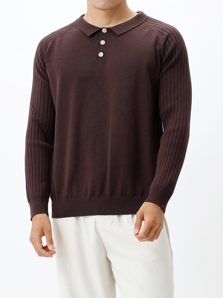 La vieja ropa de hombre suéter de alta sensación camiseta de punto hombre de negocios casual con solapa de manga larga camiseta polo de hombre