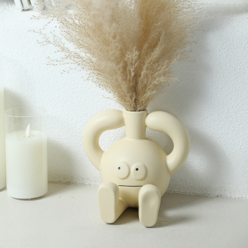 Estilo creativo crema de cerámica ornamentos de vasijas ins vestíbulo sala de estar gabinete de televisión decoración de escritorio adorable vasos florales