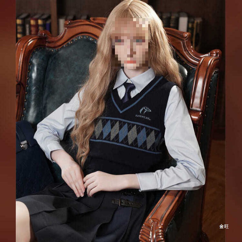 2025 Harry Potter Jk Uniform College American Style Diamond Knit Vest Student Sweater Autumn Winter Slim Fit Top