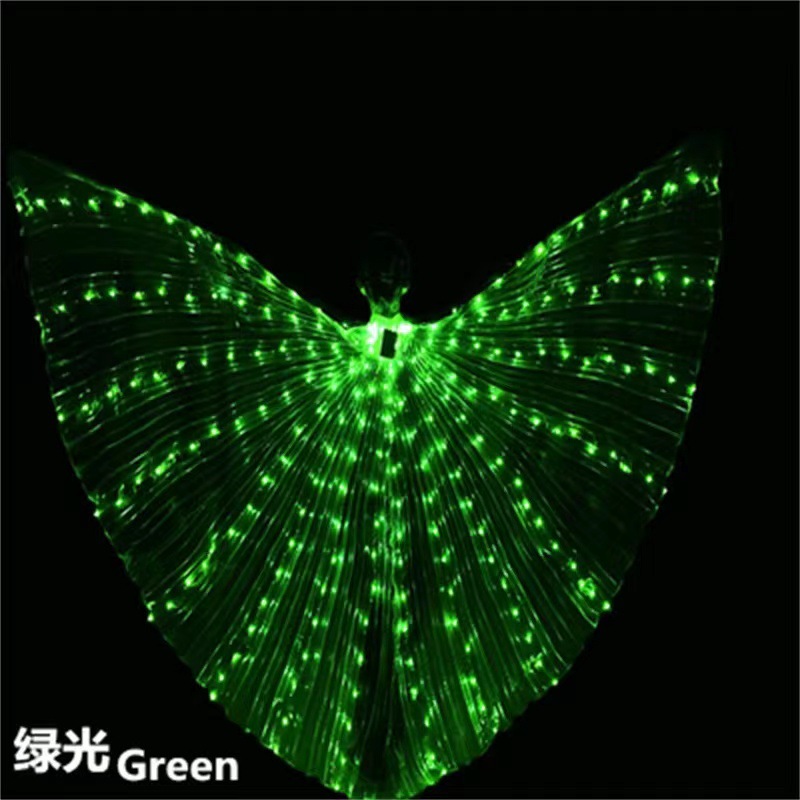 Halloween LED iluminado alas grandes alas 360 grados colorido adulto baile del vientre espectáculo de danza capa alas doradas